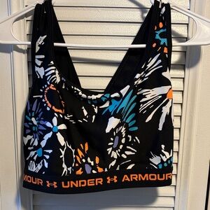 Under Armour Black Sports Bra with Teal, Orange & White Floral Print